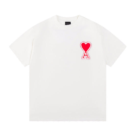 Solid color love short sleeve T-shirt