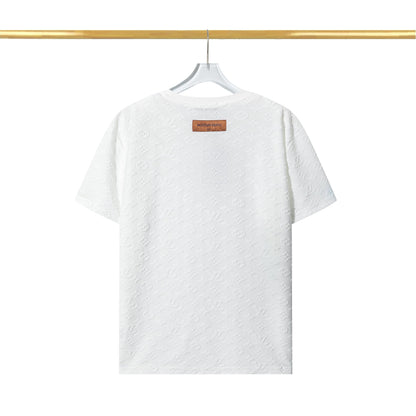 Checkerboard raised fleece cotton T-shirt